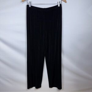 Chico’s Travelers Black Stretch Pants Size 1 Pull-On Wide Leg USA Made
